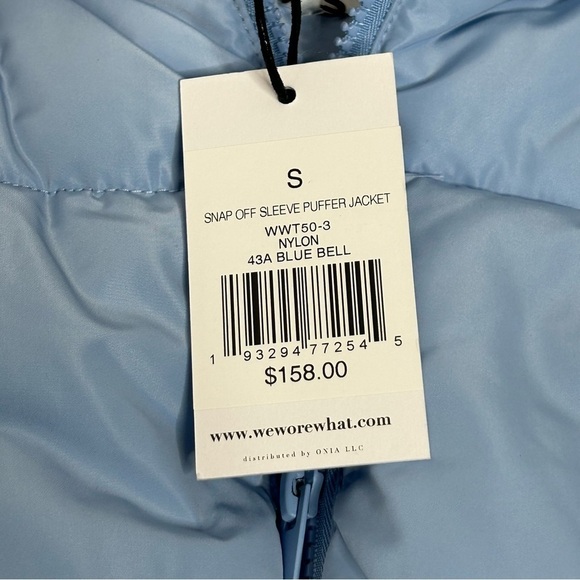 NWT WEWOREWHAT Snap Off Sleeve Puffer Jacket in Blue Bell - Picture 12 of 16